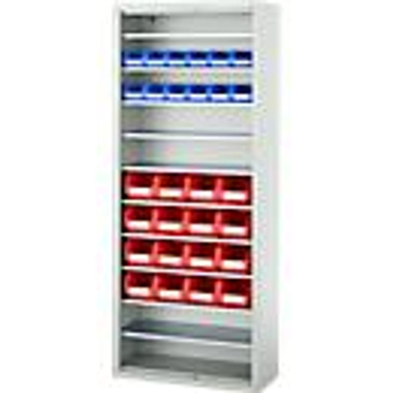 SSI Schäfer Magazinregal C+P Serie 13 mit 28 Sichtlagerkästen PROFI LF 211/221, 10 Fachböden, abschließbar, Stahl, lichtgrau, B: 70 cm, T: 30 cm, H: 169 cm - Bild 3