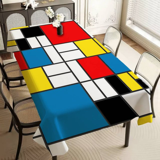 JMG Household Supplies Tischdecke Mondrian Design Wasserabweisend aus Polyester, B/T: 90 x 140 cm, Mehrfarbig - Bild 1