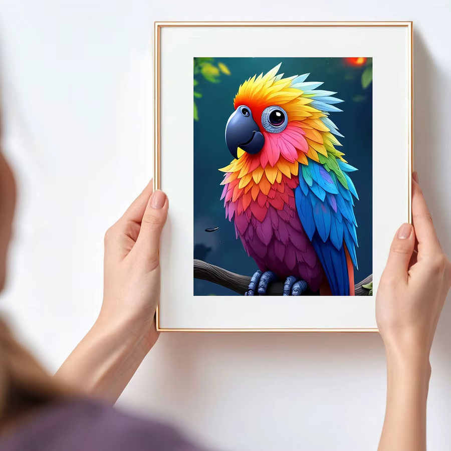 HUACAN Diamantmalerei Set Lebendiger Papagei mit 5D Harzperlen als DIY Kunst Mosaik Wanddekoration, Mehrfarbig, Breite: 30,0 cm, Höhe: 20,0 cm - Bild 3