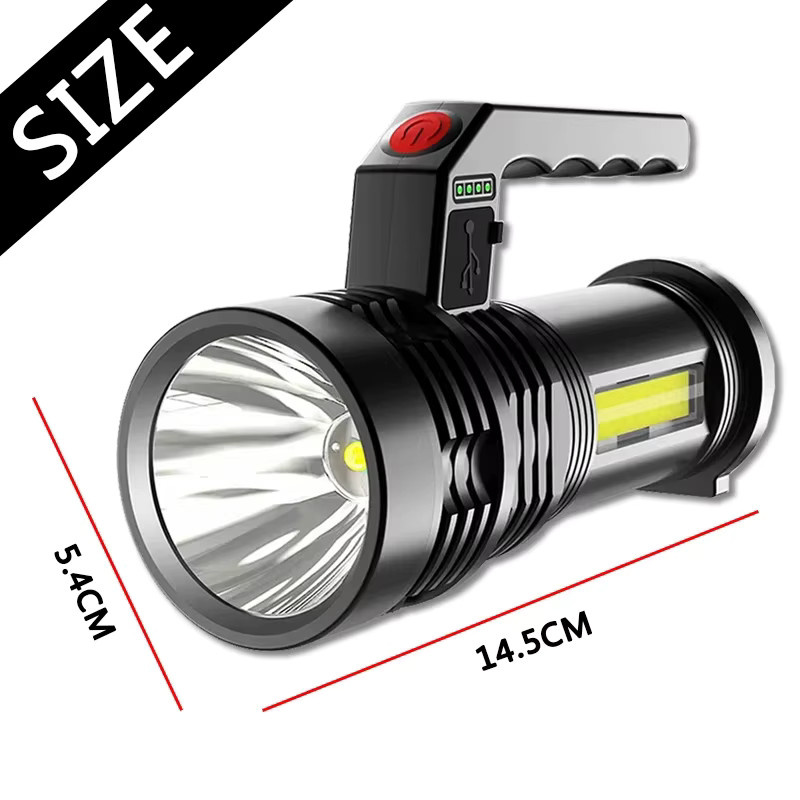 Heinast Tragbare LED COB Taschenlampe mit USB-Ladefunktion, Wasserdicht, Schwarz - Bild 4