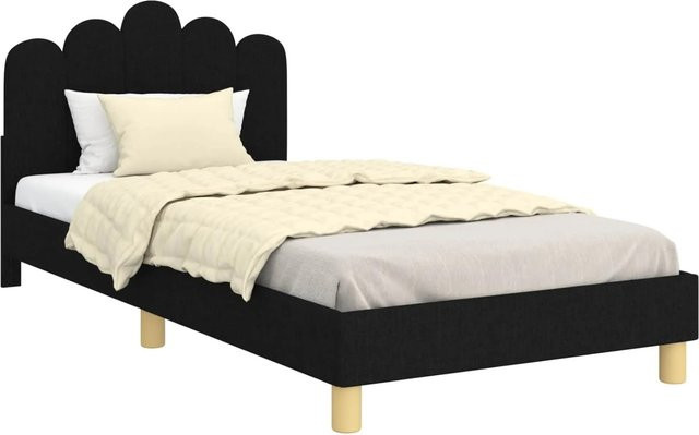 vidaXL Kinderbettgestell mit Kopfteil in Schwarz aus Stoff und Holzwerkstoff, B/T/H: 200 x 80 x 84 cm - Bild 1