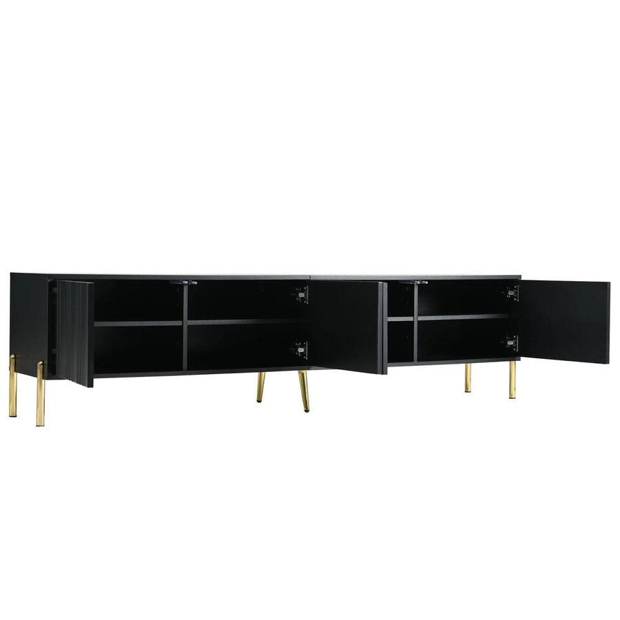 okwish TV Schrank in Schwarz mit Goldfüßen für dein Wohnzimmer, B/T/H: 190 x 48 x 38 cm - Bild 2