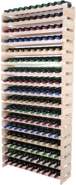 PROREGAL Weinregal VINOTECA FLEX aus massivem Kiefernholz, Natur Unbehandelt, braun, H x B x T: 233 x 103 x 28 cm - Bild 1