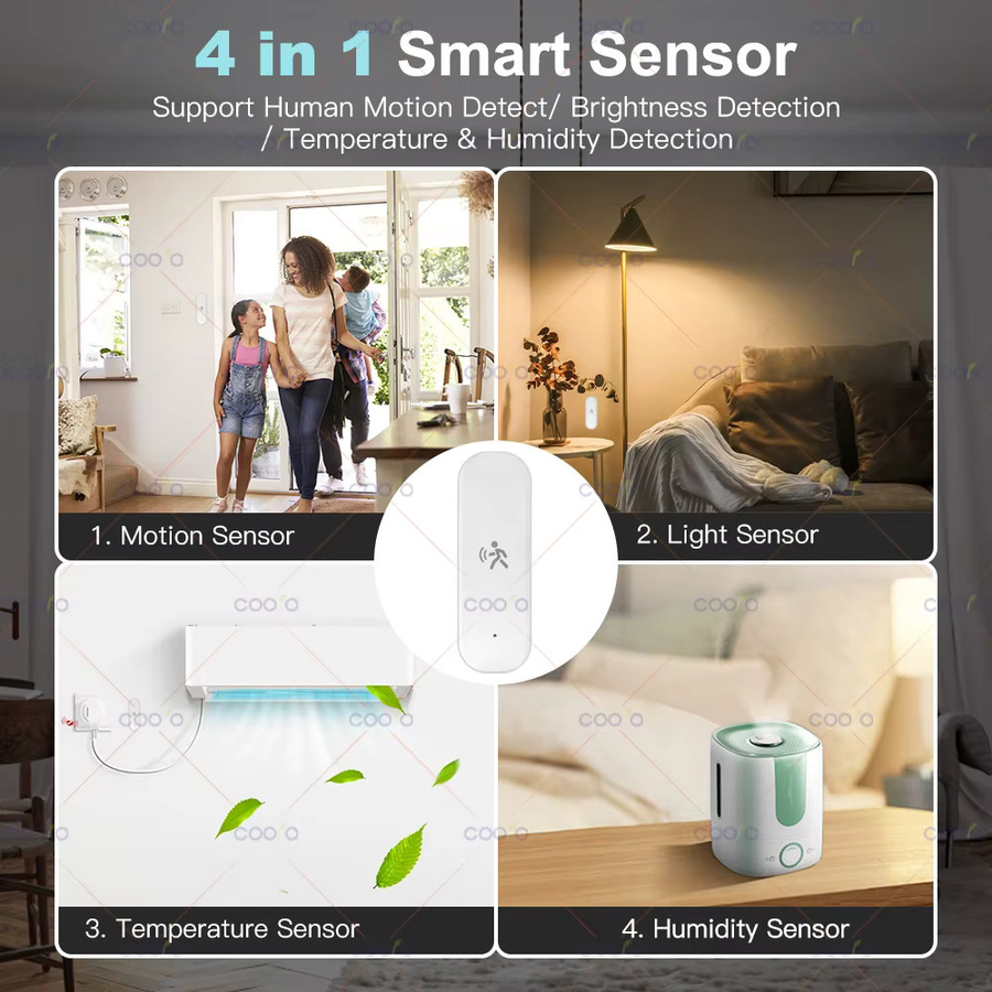 Coolo Zigbee 10G MmWave Radar-Bewegungssensor mit Personendetektor, Beleuchtungs-, Temperatur- und Feuchtigkeitssensor in Weiß, kompatibel mit Tuya Hub und Zigbee2MQTT - Bild 5