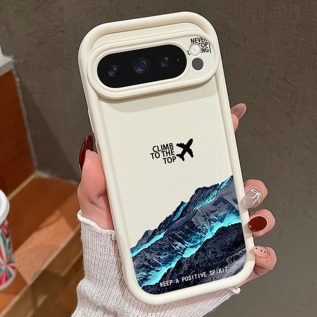 Stoßfeste Google Pixel 9 Handyhülle mit Flugzeug Schnee Berg Muster in Braun aus TPU - Bild 1