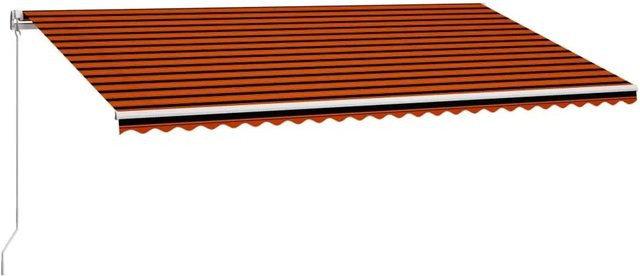 vidaXL Einziehbare Markise handbetrieben aus Aluminium und Polyester, Orange und Braun, B: 600 cm, T: 300 cm - Bild 1