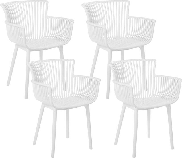 Beliani Esszimmerstuhl in Weiss im Retro-Design, B/T/H: 45 x 52 x 84 cm - Bild 1