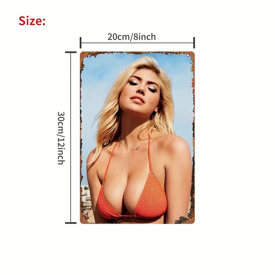 HELLOYOUNG Vintage Beach Girl Metallschild Retro Wandkunst in Mehrfarben, B: 20,32 cm, H: 30,48 cm - Bild 2