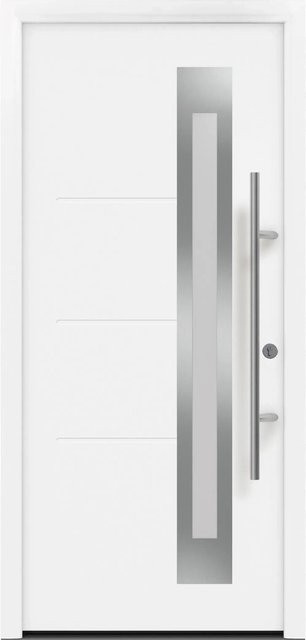 EcoStar Haustür Isopro Secur Motiv 780S in Weiß RAL 9016 mit Glaseinsatz, DIN rechts, RC2 Sicherheitstür aus Stahl und Aluminium - Bild 1