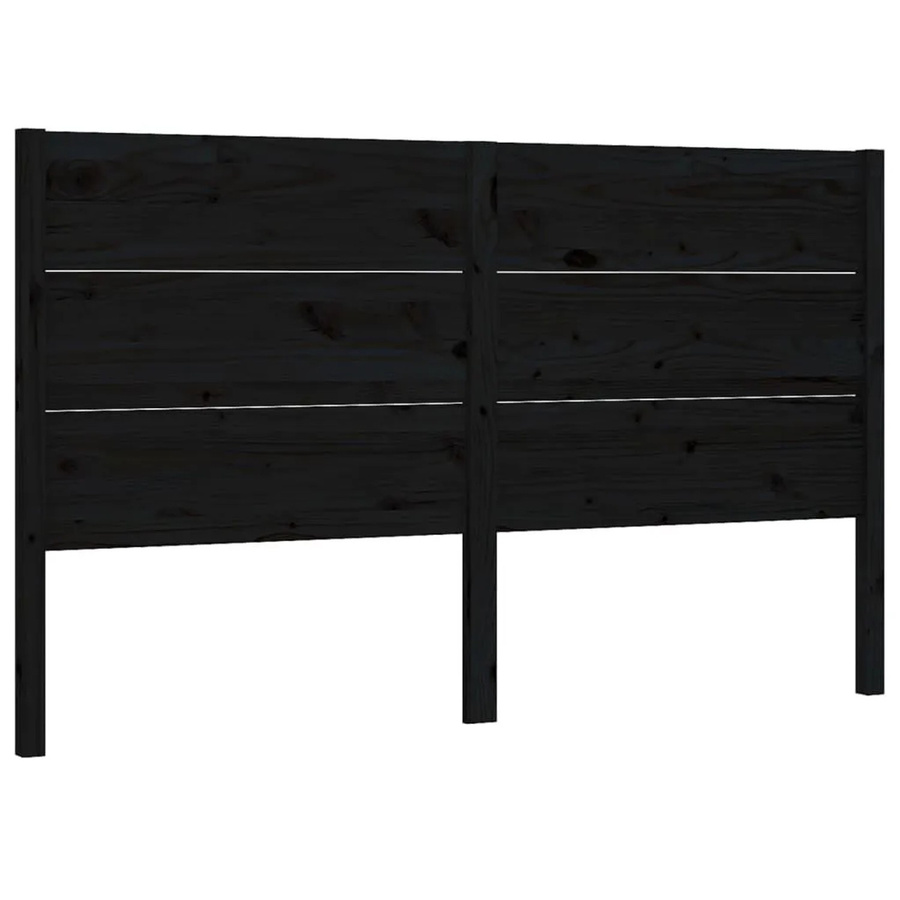 vidaXL Kopfteil aus Massivholz Kiefer in Schwarz, B: 206 cm, H: 100 cm, T: 4 cm - Bild 2