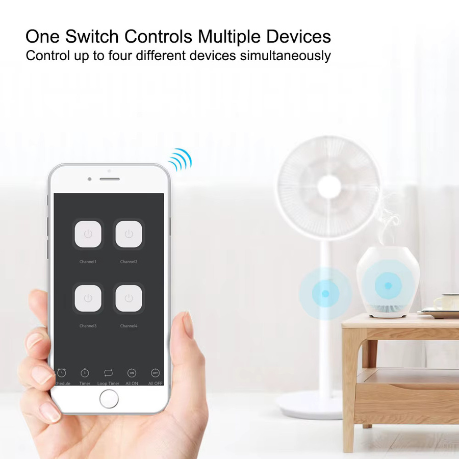 Tuya 4 Kanal Intelligenter WLAN und Zigbee Relais-Schalter mit Fernbedienung und Sprachsteuerung, Weiß - Bild 2