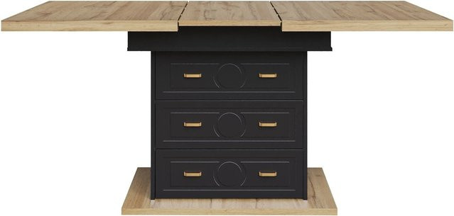 okwish Ausziehbarer Esstisch in Holzmaserung Braun für Küche, Esszimmer und Terrasse, B/T: 110 - 140 x 80 cm - Bild 1