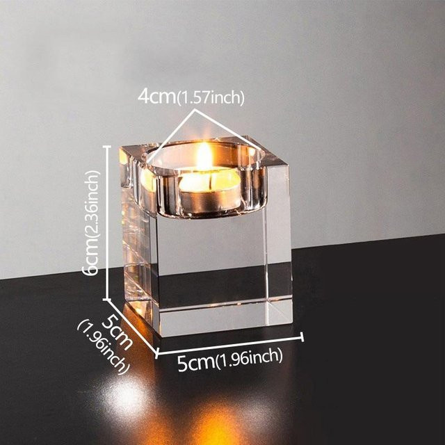 Kristallkerzenhalter aus Kristallglas von Yiran Furniture in Transparent für Teelichter, ideal als moderne Dekoration für Hochzeiten und Partys - Bild 1