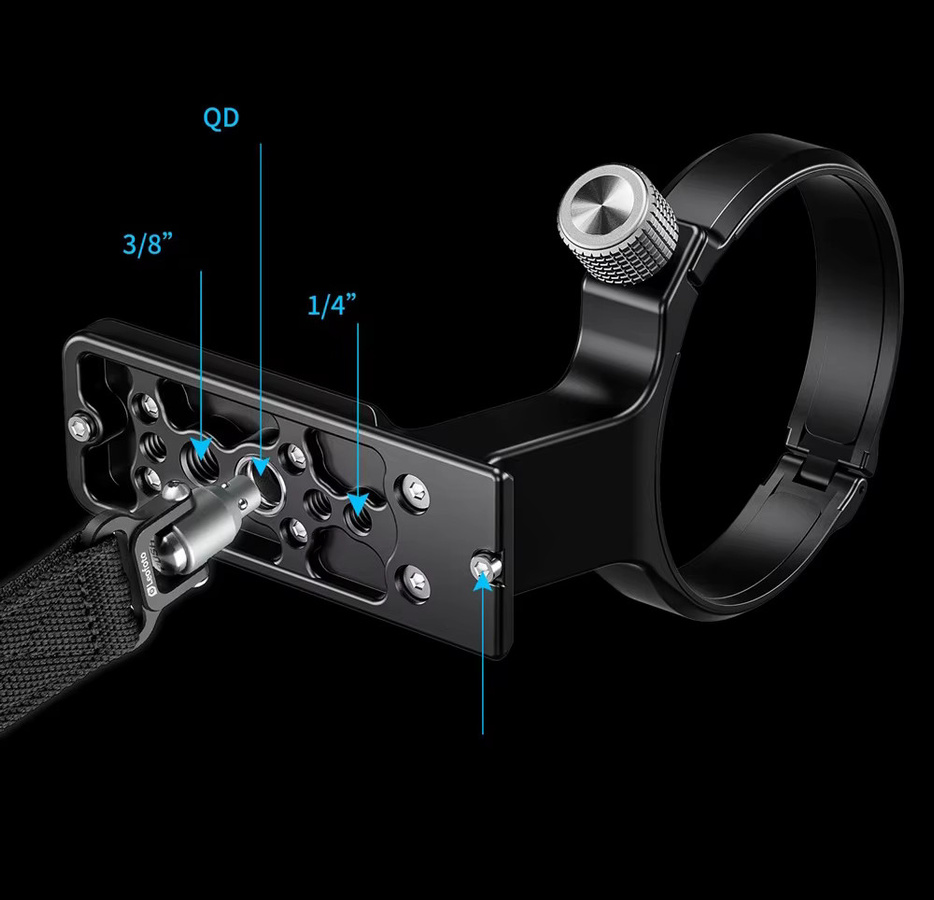 Leofoto Metall-Objektivkragen-Stativhalterungsring für Canon RF 100–500 mm F4.5-7.1 L IS USM in Schwarz mit Arca-Swiss Schnellwechselplatte - Bild 2