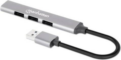 Manhattan USB Hub 4-Port mit 3 x USB 2.0 und 1 x USB 3.2 Gen 1 in Silber - Bild 1