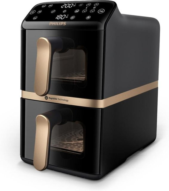 Philips Airfryer Dual Stacked 4000 Series Heißluftfritteuse NA462/70 Schwarz - Bild 2