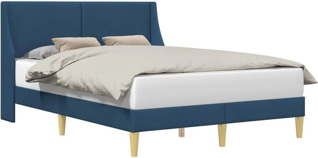 vidaXL Bettrahmen mit Kopfteil und Verbindungsplatte in Blau mit schlichtem Stoffmuster, B/T/H: 280 x 240 x 1 cm - Bild 1