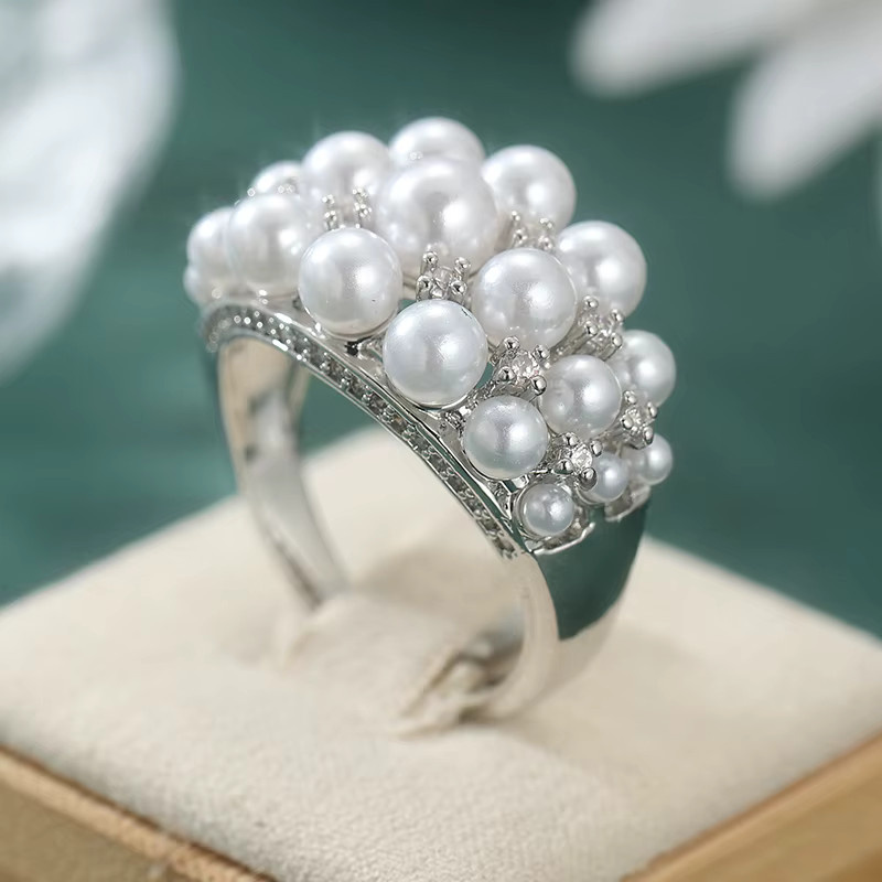 YoYo Ring, Silber, Perle, Zirkonia, Damen - Bild 3