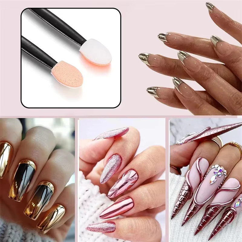 CNKESS Doppel-Kopf Mini Schwamm Sticks, Nagel Chrom Pigment Applikator - Bild 4