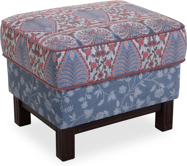 Hocker Bassetti Salina aus Buche Massiv mit buntem Stoffbezug, B/T/H: 45 x 45 x 48 cm - Bild 1