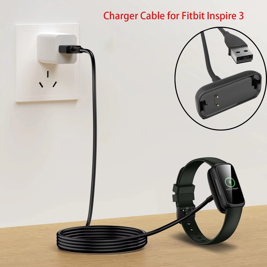 Indekos USB Smart Watch Ladegerät Ersatz-Ladekabel für Fitbit Inspire 3 in Schwarz - Bild 4