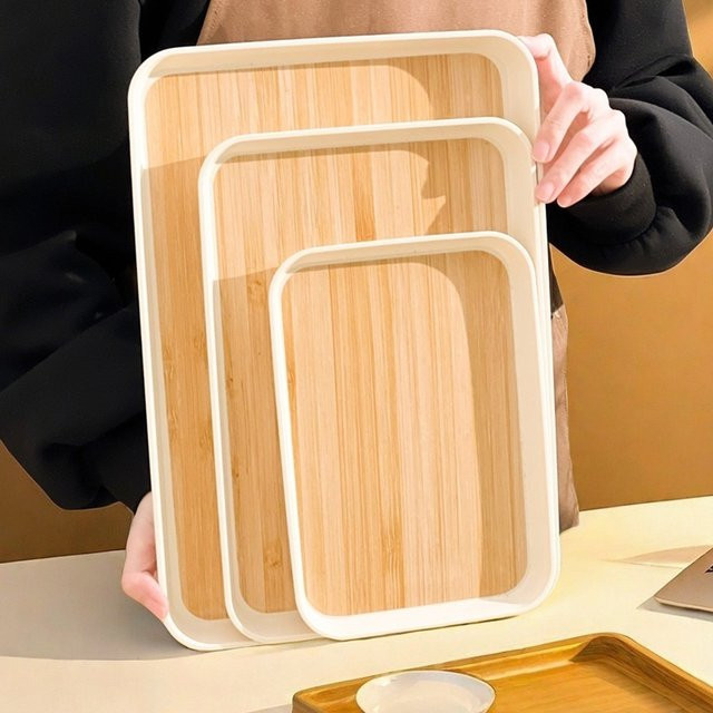 WORTHBUY Rechteckiges Aufbewahrungstablett aus Kunststoff in Weiß als Küchenorganisator und Serviertablett für Tee, Dessert oder Obst - Bild 1