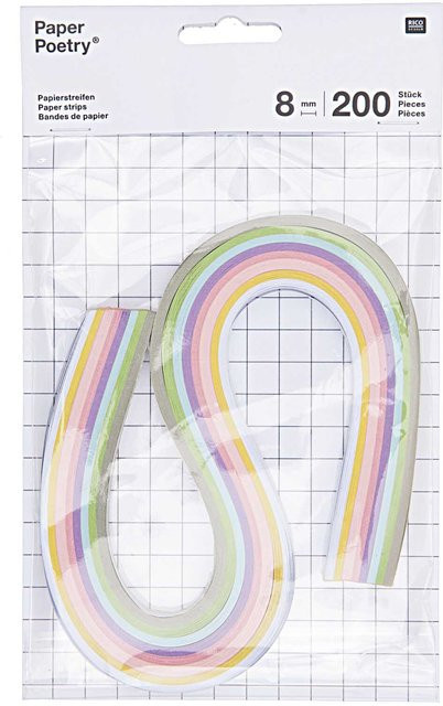 Rico Design Paper Poetry Quilling Papierstreifen in Pastell Multicolor, 200 Stück, Breite: 0,8 cm - Bild 1