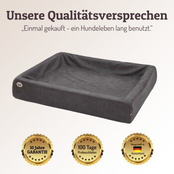 SABRO KUDDE Hundebett aus Microfaser in Braun mit orthopädischem Schaumstoff und erhöhtem Rand, B: 117 cm - Bild 1