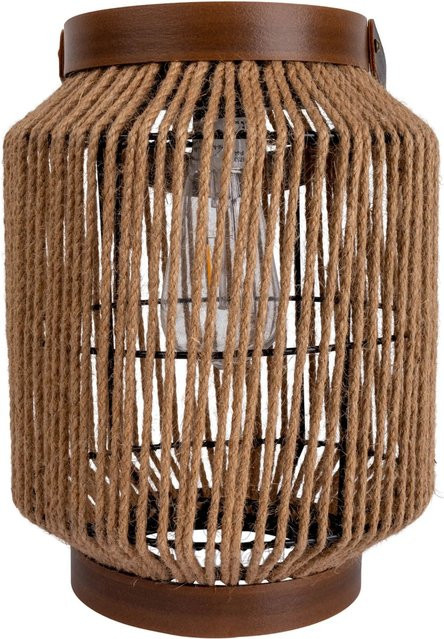 Näve LED-Solarleuchte Korbinian in Natur/Beige mit Dämmerungssensor für Garten und Terrasse, Durchmesser: 22 cm, Höhe: 29 cm - Bild 1
