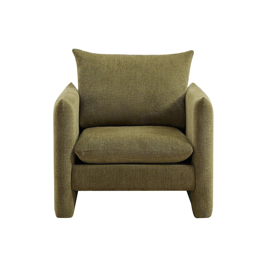 Vente-unique Sessel Gorazi mit gerader Rückenlehne und Armlehnen in Grün aus Chenille-Stoff, Breite: 90 cm, Tiefe: 87 cm, Höhe: 66 cm - Bild 2