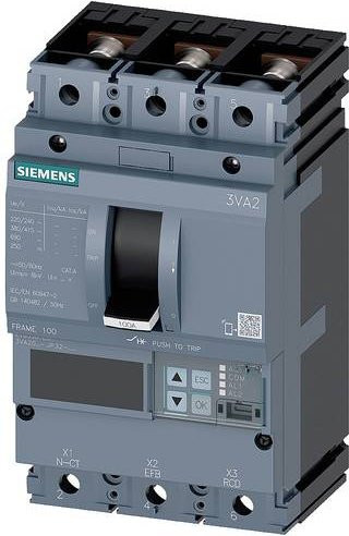 Siemens 3VA2010-6JP32-0AA0 Leistungsschalter in Grau mit einem Einstellbereich von 40 - 100A und einer maximalen Schaltspannung von 690 V/AC - Bild 1