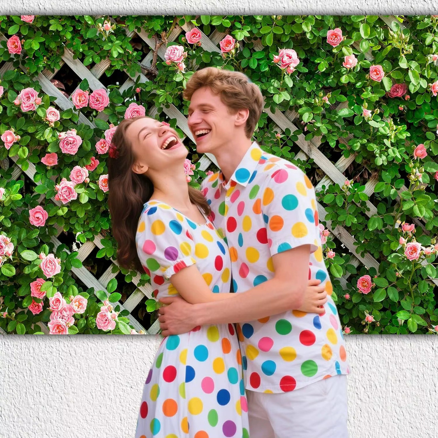 OURFETE Fotohintergrund Frühlingsblumen und grüner Blattzaun, B/H: 120 x 120 cm, Mehrfarbig - Bild 2
