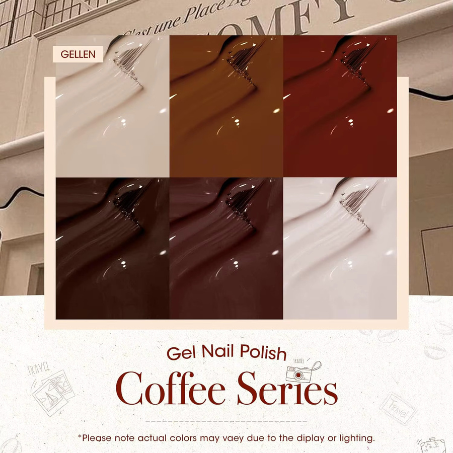 GELLEN Coffee Gel Nagellack-Set, 6 Farben, glänzend - Bild 2