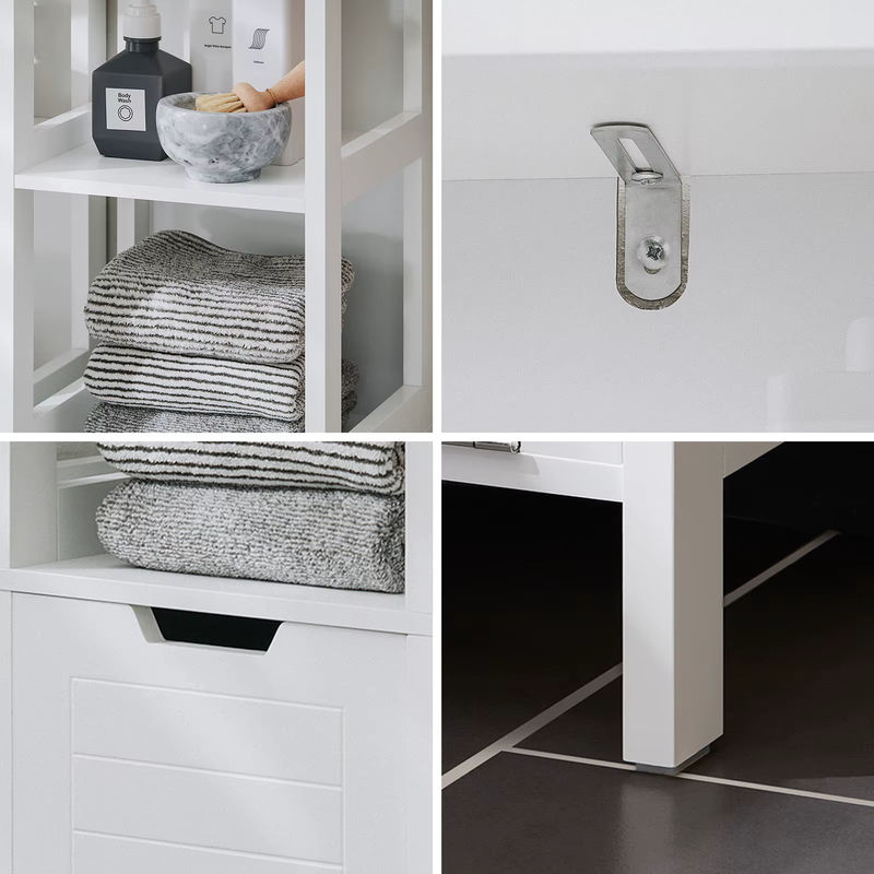 SoBuy BZR123-W Hochschrank mit ausklappbarem Wäschesack für das Badezimmer, Weiß, H x B x T: 145 x 30 x 30 cm - Bild 5
