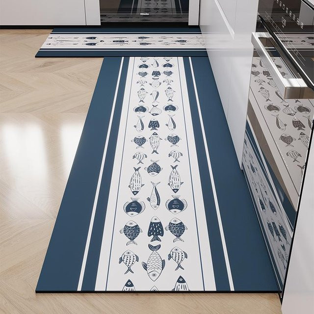 Rutschfeste Küchenbodenmatte aus Diatomeenerde von Yiran Furniture in Blau, B/T: 60 x 40 cm - Bild 1