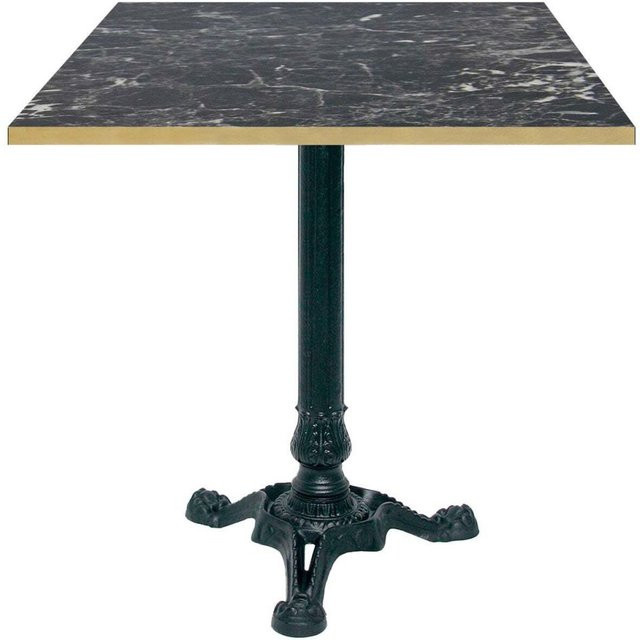 RestooTab Bistrotisch quadratisch in Schwarz Marmoriert mit Messingkanten und schwarzem Gestell, B/T/H: 70 x 70 x 75 cm - Bild 1