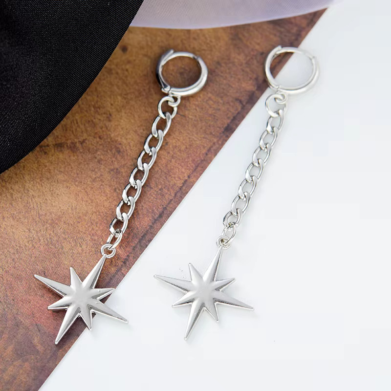 Nonoyesya Ohrringe mit Sternkette und Quasten, Silber, Damen - Bild 3