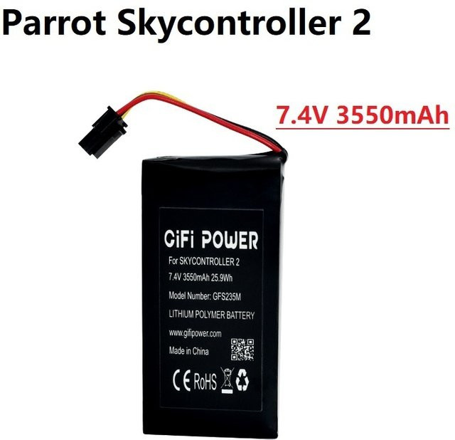 Original Parrot Skycontroller 2 Fernbedienungsakku, wiederaufladbarer Li-Ion Akku, 7,4 V, 3550 mAh, Schwarz - Bild 1
