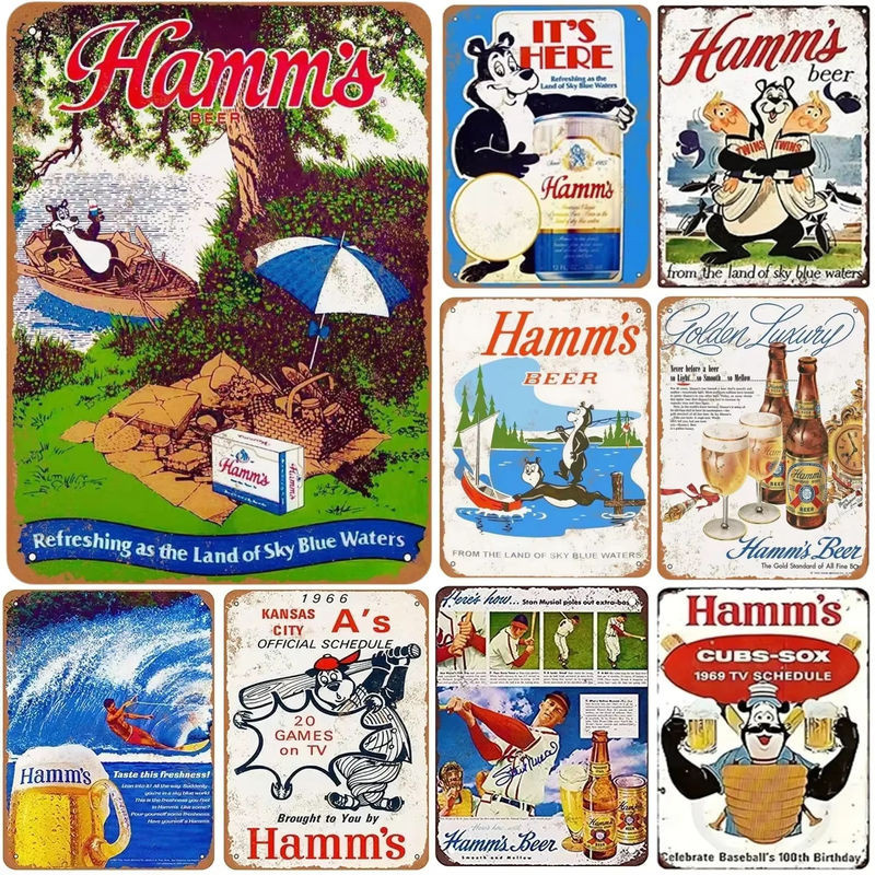 Hamms Vintage Metall-Schild als dekorative Aluminium-Plakette für Wanddekoration, mehrfarbig, B/H: 30 x 30 cm - Bild 1