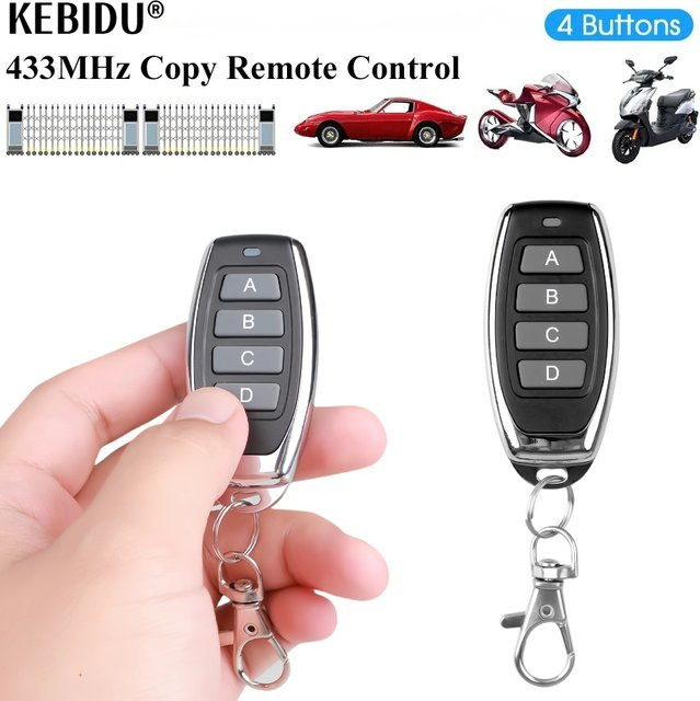 KEBIDU 433 MHz Kopier-Fernbedienung mit 4 Kanälen für Auto, Garage und Tor in Schwarz - Bild 1