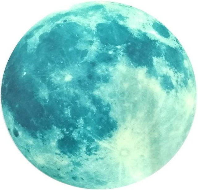 Houspace 3D-Mond-Wandaufkleber in Blau, fluoreszierend und leuchtet im Dunkeln, abnehmbar und wiederverwendbar, Durchmesser: 20 cm - Bild 1