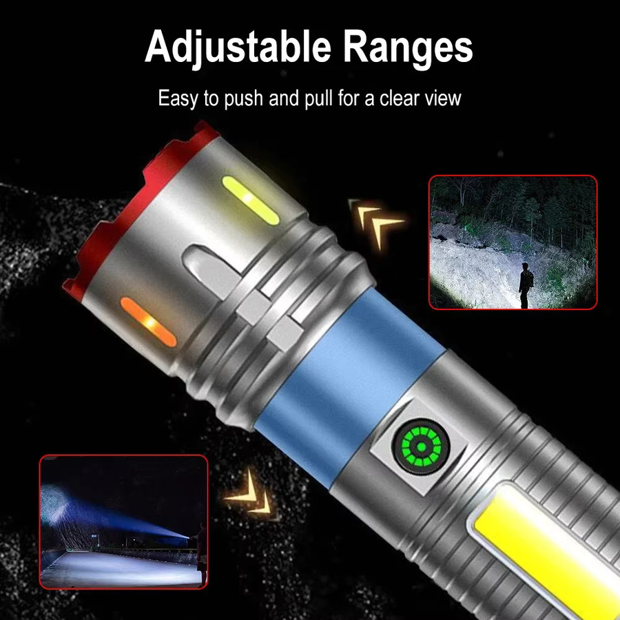 BORUiT LED Zoom Taschenlampe mit 3000 Lumen und 1000m Long Throw, Typ-C wiederaufladbar, wasserdicht, mit Power Bank Funktion für Outdoor und Camping - Bild 2