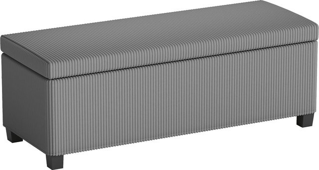 HOMCOM Sitzbank mit Stauraum als Polsterbank in Grau mit Cord-Optik und abnehmbarem Deckel, B/T/H: 112 x 42 x 40 cm - Bild 1