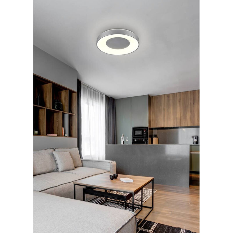 Reality Deckenleuchte California LED aus Kunststoff in Silber und Weiß, rund, H: 7 cm, D: 38,5 cm - Bild 3