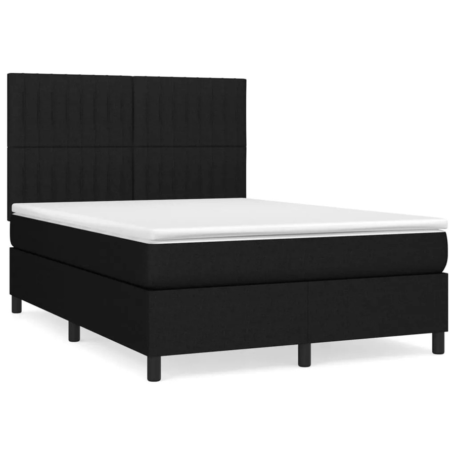 vidaXL Boxspringbett Hybrid mit Matratze und Taschenfederkern in Schwarz, B/T: 140 x 190 cm - Bild 2