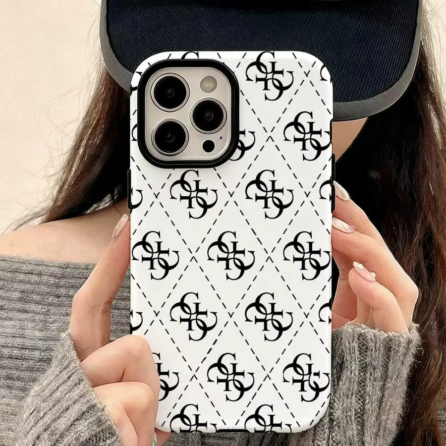 G-GUESSES Glänzende Handyhülle mit HD-Doppelschicht-Flüssigkeitsrückseite für iPhone 17 16 15 14 13 12 Pro Max Plus, Farbe: Weiß - Bild 3