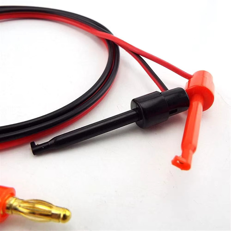 Vergoldetes Bananenstecker zu Elektro-Hakenklemme Testkabel Set, 1 Paar, 1m Länge, rot-schwarz, für Multimeter-Testleitungen und Drahtverbinder - Bild 3
