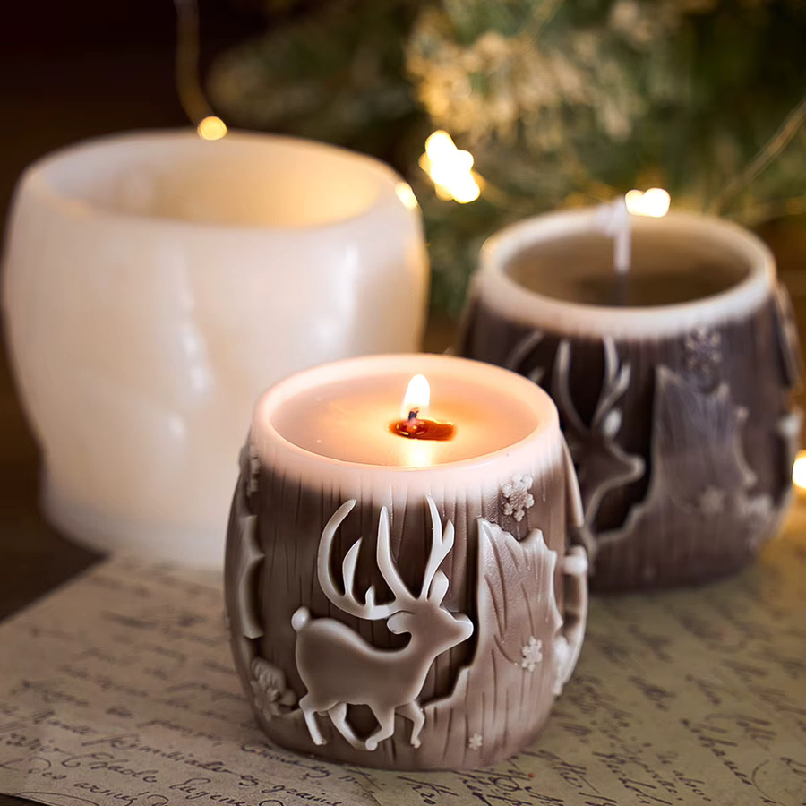 UDOCOOL Silikonform Elch und Weihnachtsbaum für DIY Kerzen, Seife und Gips in Braun - Bild 5