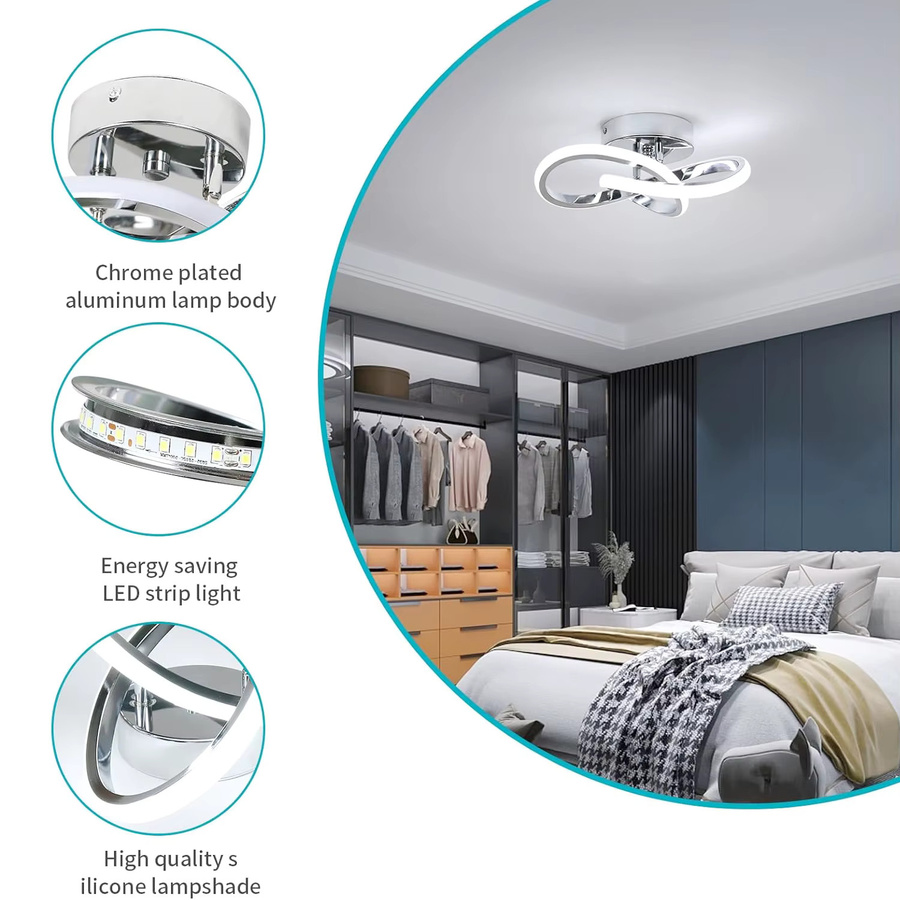 Moderne LED-Deckenleuchte in Silber für Küche, Flur und Wohnzimmer mit 22W und Kaltweiß 6500K - Bild 3