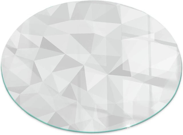 Tulup Glasplatte für Kamin mit abstraktem geometrischem Muster in Grau, Rund, Durchmesser: 50 cm - Bild 1